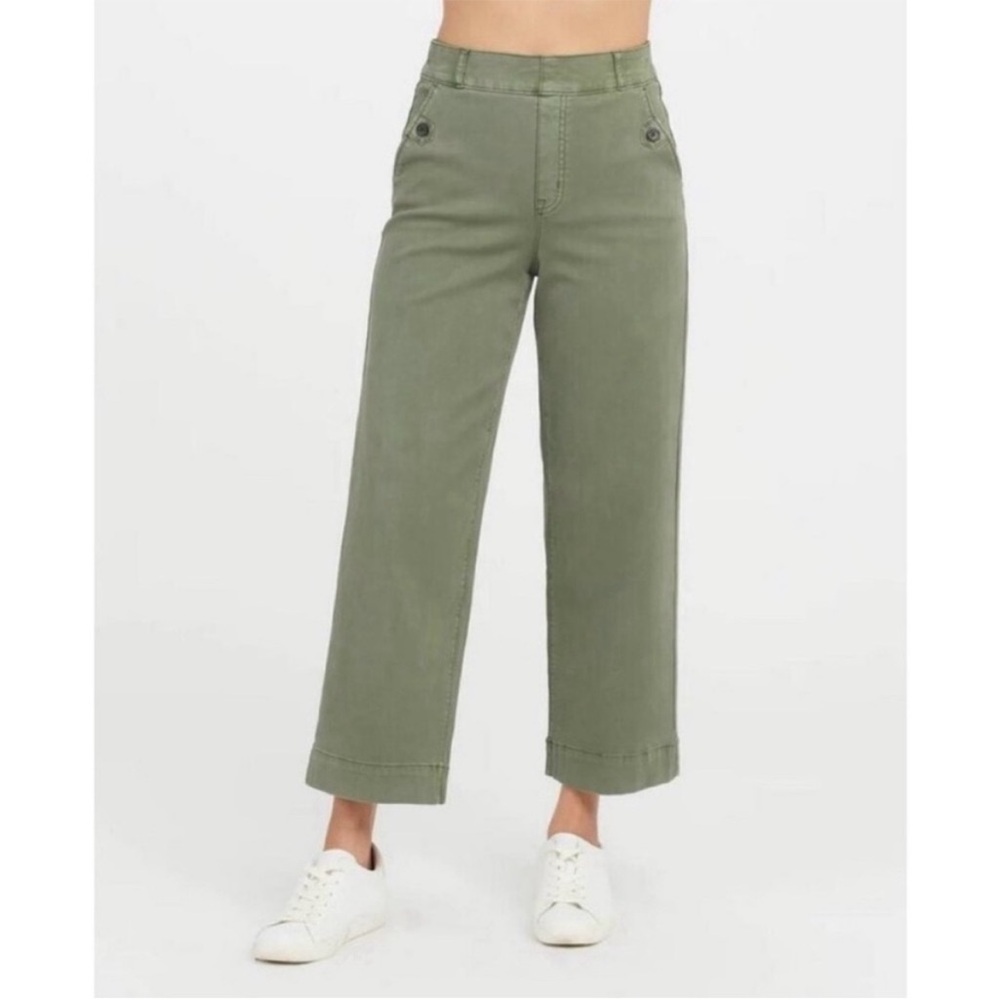 Spanx Stretch Twill Cropped Pant, Sage, medium
